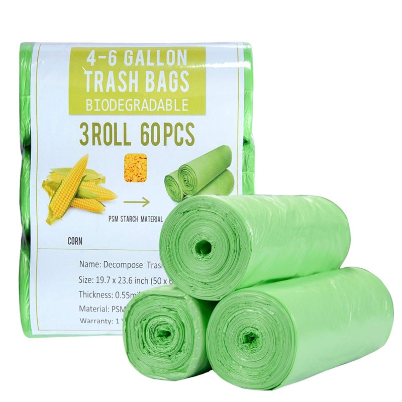 Jaoul Trash Bags 4 Gallon, Small Garbage Bags Strong Tear & Leak Resistant, Unscented Trash Bags for Kitchen, Bathroom, Office, Restroom, Car, Green, 60 Counts - Image 1